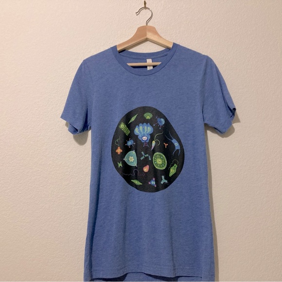 Bella Canvas Tops - Bella Canvas Phytoplankton Graphic T-Shirt (S Size - Blue, Black & Green)